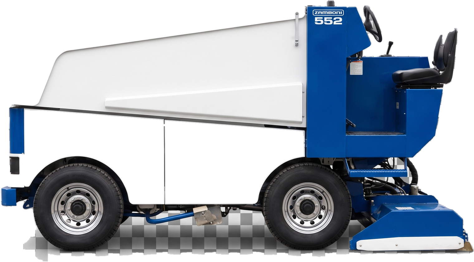 An ice resurfacing machine, seen from the side